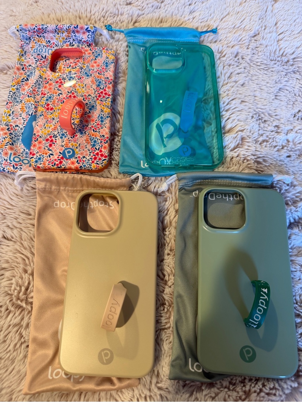 Loopy Case Bundle — Beige, Green, Floral, Teal Phone Cases.       Apple 13promax